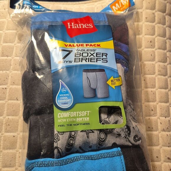 Hanes Other - Hanes Boys MEDIUM 10-12 Underwear, 7 Pack Tagless Boxer Briefs New